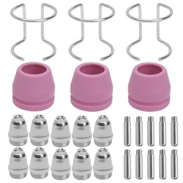 Imagem de Conjunto de 26 peças de consumíveis para cortador de plasma, adequado para AG60/SG55, para Lotos LTP5000D LTPDC2000D CT520D CT52 CUT50 CUT50P CT60 LGK 60, incluindo suportes de pontas de cerâmica e