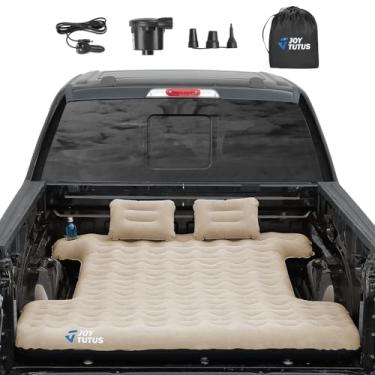 Imagem de JOYTUTUS Colchão de ar para cama de caminhão versão leve atualizada para acampamento, colchão inflável espesso para caminhão curto de 1,5 a 1,8 m, com suporte de copo embutido e 2 travesseiros