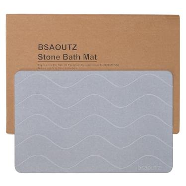 Imagem de BSAOUTZ Tapete de banho de pedra, tapete de banheiro de terra diatomácea natural, super absorvente, secagem rápida, tapetes de pedra antiderrapantes para banheiro, cozinha, entrada, fácil de limpar