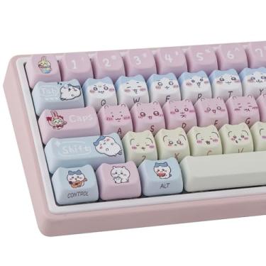 Imagem de TYRIXKI Teclas PBT 132 teclas perfil MOA fofas teclas de sublimação de tinta Chiikawa Usagi conjunto de teclas kawaii personalizadas para teclados mecânicos Cherry Gateron MX Swithes