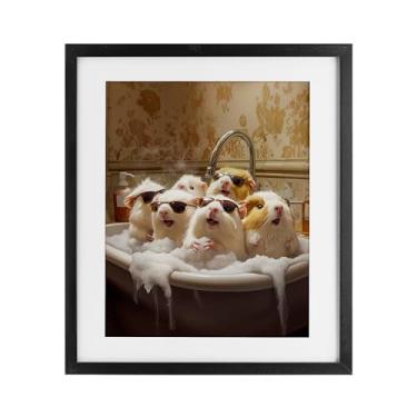 Imagem de Stupell Industries Porquinhos-da-índia em banho de espuma impressão emoldurada preta sob vidro design de Jim Baldwin, 40,6 x 33,5