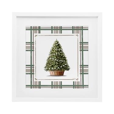 Imagem de Stupell Industries Impressão em vaso de árvore de Natal quadriculada branca sob o vidro design por Elizabeth Tyndall, 40,6 x 40,6 cm