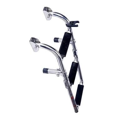 Imagem de Escada telescópica de barco dobrável com 3 degraus escada de barco de aço inoxidável para barcos para iates marinhos, doca de piscina, carga de 200 kg, escada de piscina