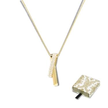 Imagem de HUGLINK Colar feminino com cruz de zircônia cúbica dourada, fofo, delicado e moderno para o dia dos namorados, Natal ou casamentos, o melhor presente para esposa, namoradas e amigas.