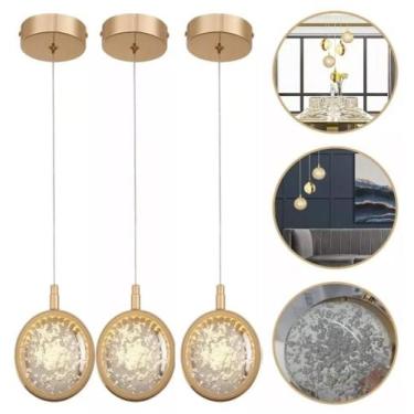 Imagem de kit 3 Luminária Pendente Refletor Led Bola bolhas Saturno Cristal Redo