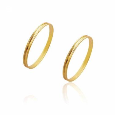 Imagem de Par de Alianças de Casamento Zeus em Ouro Trabalhada Reta 1,75mm 1,4g 