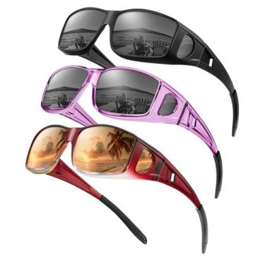 Imagem de KALIYADI Óculos De Sol Polarizados Com Ajuste Sobre - Masculino: Envolventes Femininos Proteção Uv Para Dirigir