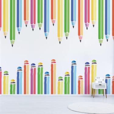 Imagem de Papel de Parede Painel Lápis de Cor Aquarela 6 rolos - 9m² - Quartinho