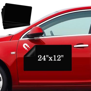 Imagem de Thaibear Ímãs de carro em branco, 61 cm x 30 cm, pacote com 4 ímãs de porta pretos para veículos, cantos arredondados adesivos de folha de ímã flexível em branco para carro para anunciar negócios e