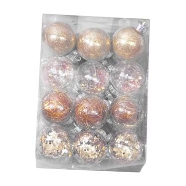 Imagem de UGPLM 12 peças enfeites pendurados para árvore de Natal decoração de Natal bolas de decorativas enfeites para guirlanda guirlanda quintal interno feriado, Ouro