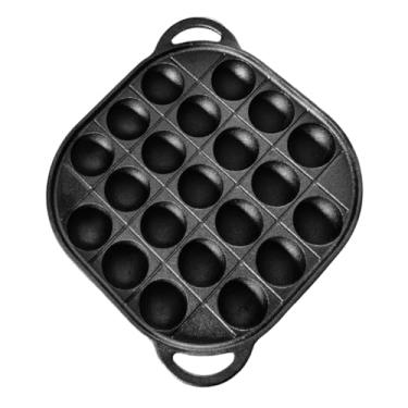 Imagem de ＫＬＫＣＭＳ Panela Takoyaki para fazer lanches japoneses com 21 furos, forno multiuso, grelha de ferro fundido, utensílios de cozinha com superfície antiaderente