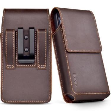 Imagem de Coldre de telefone em couro genuíno para iPhone 16, 16 Pro - ykooe