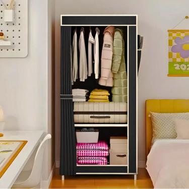 Imagem de Guarda Roupa Dobrável Armário Organizador 1 porta PRETO
