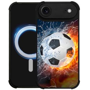 Imagem de DAIZAG Capa para Z10MJ Air, [Compatível com Magsafe] Capa de telefone macia à prova de choque para meninos e homens, futebol de fogo no gelo