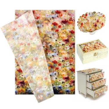 Imagem de Crtiin 10 folhas de papel de decoupage grande para móveis 50 x 70 centímetros vintage floral decorativo arroz papel de seda para decoupage embrulho artesanato DIY scrapbook (jardim de pintura a óleo)