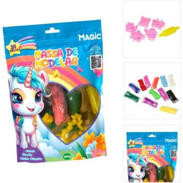 Imagem de Massa para Modelar Criativa Unicornio 300G 12CORES/6MOLDES - Magic KID