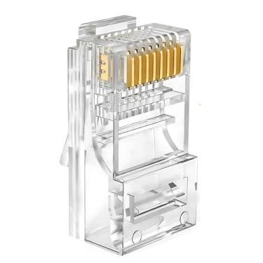 Imagem de Conector Cristal RJ45 Cat5e/Cat6e EZ Exbom Vazado, CONT-RJ45V1K, 8P8C 