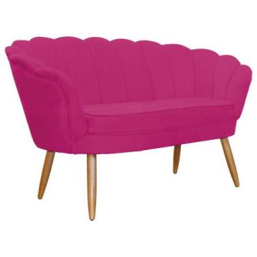 Imagem de Namoradeira Decorativa Pétala Couro Rosa Pink Pés Madeira Ms Decor - M