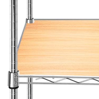 Imagem de SECOAT Forro de prateleira de arame, pacote com 4, tapetes de prateleira de arame de PVC de 35,56 x 91,4 cm com padrão de grão de madeira de dupla face, 5 mm de espessura