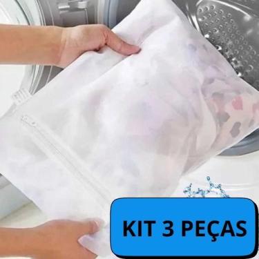Imagem de Kit com 3 sacos para lavagem de roupas  Preserva tecidos delicados e p