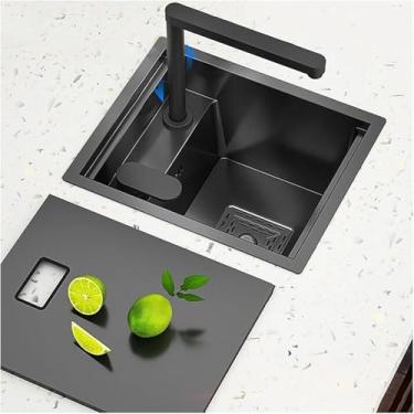Imagem de Bar Counter Sink Pia De Cozinha 304 Aço Inoxidável Com Tampa Bar Prep Sink Lift Tap Pia Oculta Center Island Invisível Pequena Pia Única, One Color, 42 * 43 * 22cm