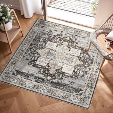 Imagem de RUUGME Tapete quadrado lavável 7,5 x 7,5 cm - Tapetes para sala de estar, resistente a manchas, tapetes ultramacios, para mulheres casadas de meia-idade no quarto, cozinha, com suporte antiderrapante