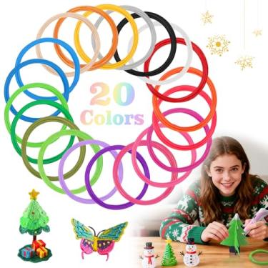 Imagem de Biubee Recargas de filamento de caneta 3D PLA de 60 m - Recargas de impressora 3D de 20 cores de 1,75 mm, seguro para crianças, compatível com caneta de impressão MYNT3D, SCRIB3D, cada cor de 3 m