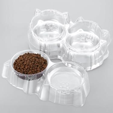 Imagem de 40 tigelas descartáveis para animais de estimação antiformigas para ração para cães e gatos, tigelas duplas de plástico, bandeja de alimentação de pratos para gatos comendo e bebendo, sem derramamento