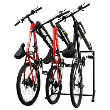 Imagem de Suporte para 3 bicicletas, suporte de chão para garagem, interior, exterior, suporte de estacionamento de bicicleta adequado para bicicletas de 50,8 a 73,7 cm, montanha e bicicletas infantis, largura