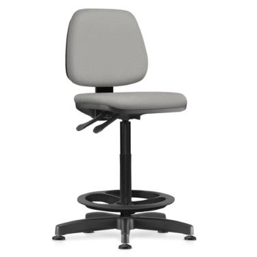 Imagem de Cadeira Caixa Alta Giratória Estofada Work F02 Crepe Cinza - Lyam Decor