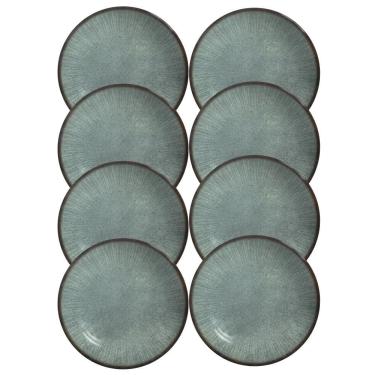 Imagem de Jogo 8 Pratos Fundo Coup Síria Verde Em Cerâmica Alleanza 25cm