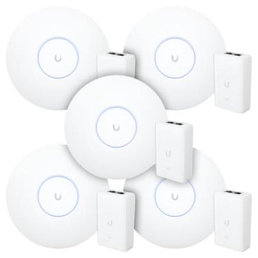 Imagem de 5 Roteadores WiFi 6 Access Point 5.3 Gbps + 5 Injetores PoE+ | 5 U6 Pro Ubiquiti Com 5 Fontes 48V 30W