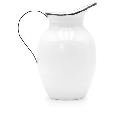 Imagem de Red Co. Decorative Agate Metal Water Pitcher, Vintage Flower Vase Centrepiece, White, Small, 18cm