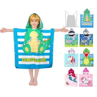 Imagem de growell Toalhas de praia infantis com capuz - toalha de banho infantil para meninas e meninos para crianças de 4 a 10 anos, toalhas de piscina, secagem rápida, poncho de microfibra macia leve 76 x 76