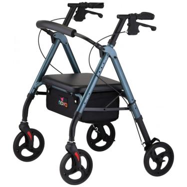 Imagem de Andador Adulto Idoso com Apoio de Braço, Assento Acolchoado e Cesto, Suporta até 136 quilos, NOVA MEDICAL PRODUCTS, Azul