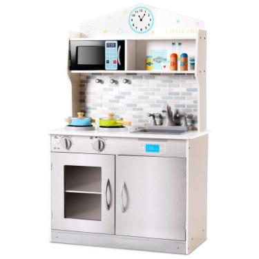Imagem de Cozinha de Brinquedo Realista em Madeira para Crianças de 3 Anos ou Mais, Costzon, Prata