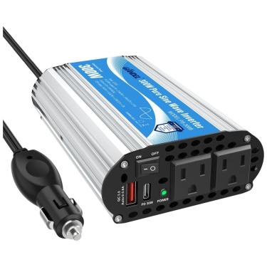 Imagem de NDDI Inversor de Potência 300W 12V Para AC 2 Tomadas, 2 USB, 110v, GIANDEL PS 300B CAR, Prateado