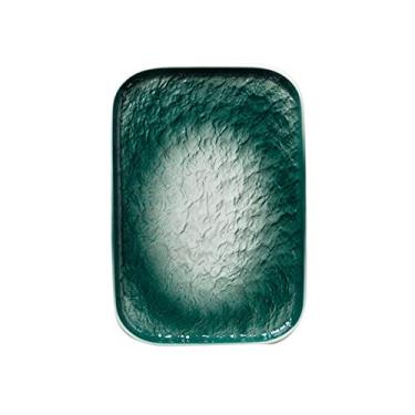 Imagem de Prato de serviço prato retangular prato de jantar de sushi japonês prato de cerâmica doméstico prato plano raso criativo prato de jantar prato de jantar ocidental prato de café da manhã prato de