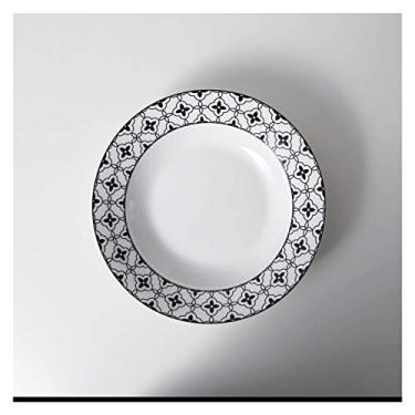 Imagem de Prato de serviço prato de cerâmica nórdica prato de prato doméstico prato criativo café da manhã prato ocidental prato de macarrão prato de sopa chapéu de palha pratos (cor: F)