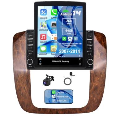 Imagem de Slakerbe Rádio veicular Android 13 Double Din compatível com C*hevrolet G*MC 2007-2014, 2G + 32G 24.6 cm Touch Screen Car Stereo com câmera de backup sem fio Carplay Android Auto GPS WiFi Mic (2 + 64G