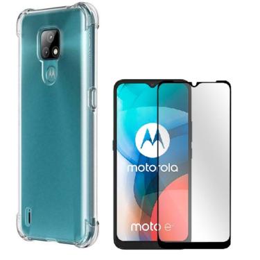 Imagem de Estojo e vidro temperado para Moto E7 anti-choque transparente