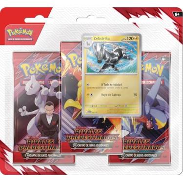 Imagem de Pokémon: Blister de 3 envelopes de melhoria de scarlate e púrpura - rivals preestinados: Zebstrika de JCC Pokémon (3 envelopes de melhoria e 1 carta holográfica de promoção)
