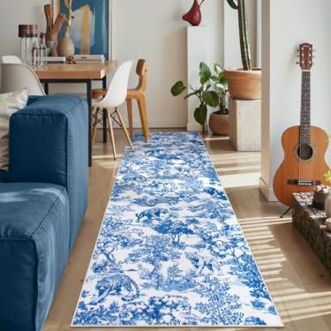 Imagem de Lahome Tapete botânico vintage com estampa de animais selvagens de 6,5 m x 20 cm – Tapete de pelúcia macio antiderrapante e lavável na máquina para quarto, cozinha, corredor, entrada, lavanderia