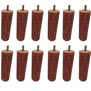 Imagem de Kit Pés para Cama Box Madeirado Envernizado 12 cm - Base de Borracha Antirruído - Madeira Maciça de Eucalipto - Parafuso com Rosca Padrão (5/16) (12)