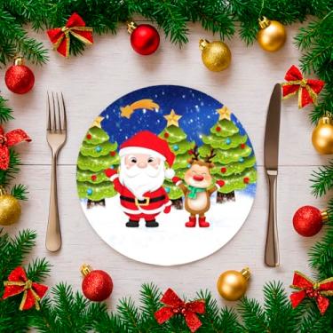 Imagem de Kit C/ 6 Capas Para Sousplat 35cm Natal Estampado Noel Mesa Posta (SNAT0092)
