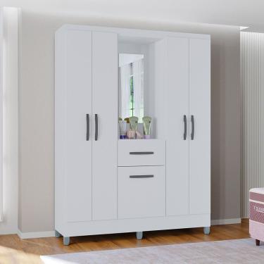 Imagem de Guarda Roupa Casal Com 5 Portas 1 Gaveta Atlas Poquema Branco
