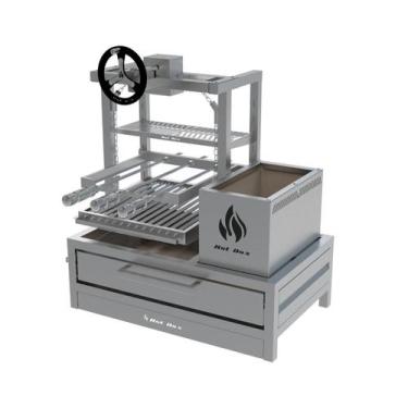 Imagem de Churrasqueira De Bancada Inox Parrilla Com Espeto e Grelha Elevatória 