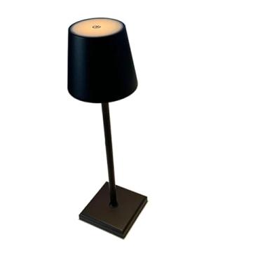 Imagem de Luminária Abajur Mesa LED Touch Dimerizável Sem Fio Recarregável Ajuste de Cor Portátil e Elegante para Quarto Escritório e Sala Preto e Branco (Preto)