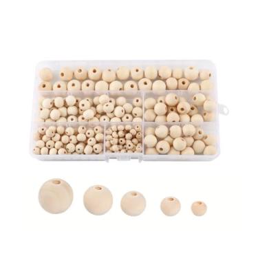 Imagem de Kit de fabricação de pulseiras com 220 peças, miçangas para artesanato, 5 tamanhos, 8 mm, 10 mm, 12 mm, 14 mm, 16 mm, contas para artesanato, decorações de artesanato, faça você mesmo, macramê