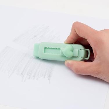 Imagem de Borracha de lápis com manga de plástico, retrátil deslizante, para desenho de escritório escolar (8,4 x 2,5 cm) verde